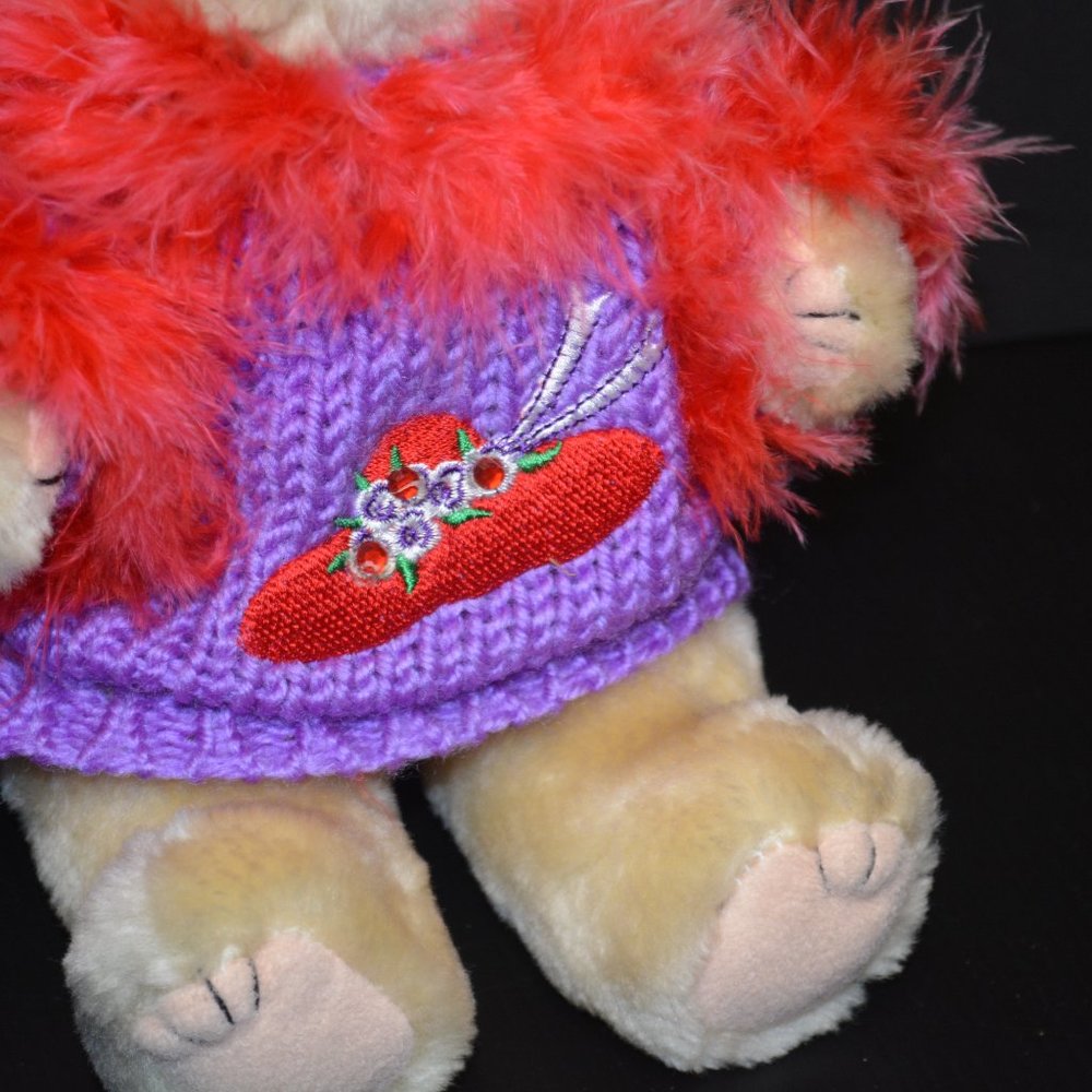 Red Hat Society Plush Jointed Teddy Bear VINTAGE - Picture 3 of 7